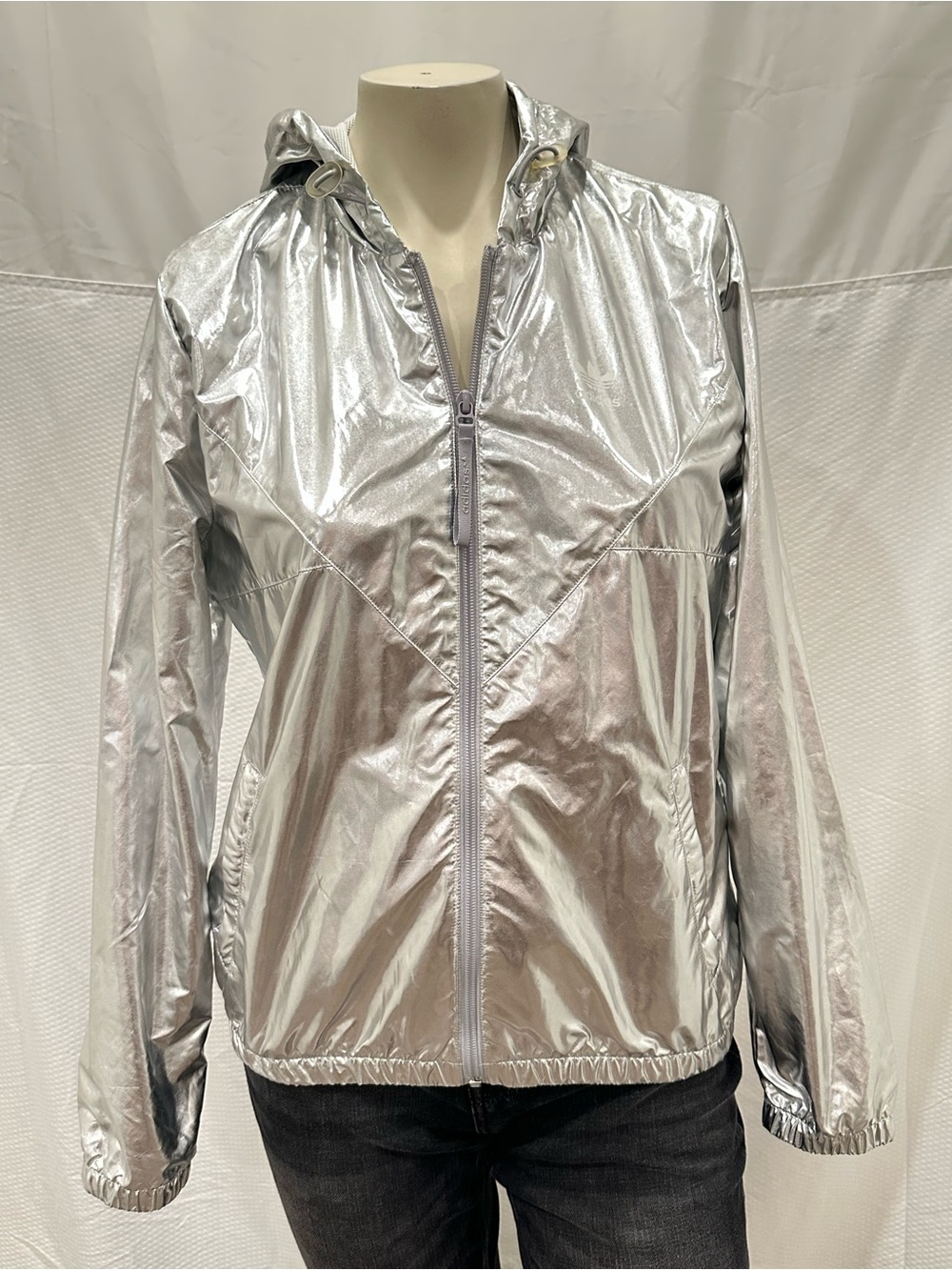 RARE! adidas Silver Metallic Rain Jacket
